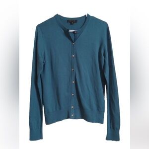 Ann Taylor Size Medium Blue Long Sleeve Lightweight Button Front Cardigan GUC